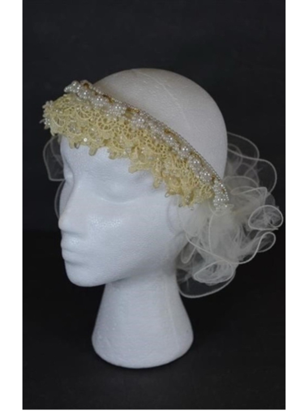 White & Ivory Lace Bridal Headpiece